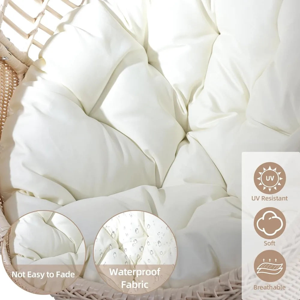 Egg Swing Chair with Stand Rattan Wicker Outdoor Hammock Patio Chair