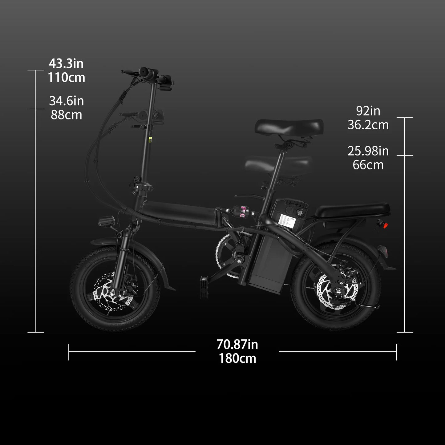 Ljustra 400W Foldable Electric Bicycle 14 Inch 22 Mile Range 20MPH