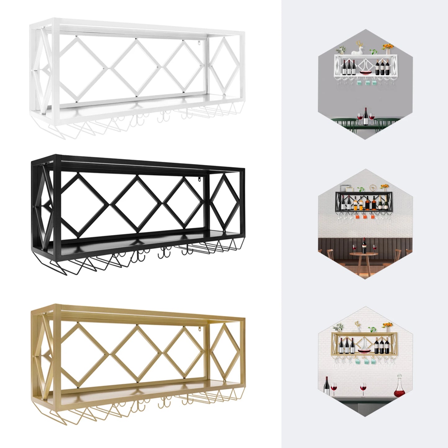 Sturdy Wall Mounted Wine Rack for Home Kitchen Commercial Use