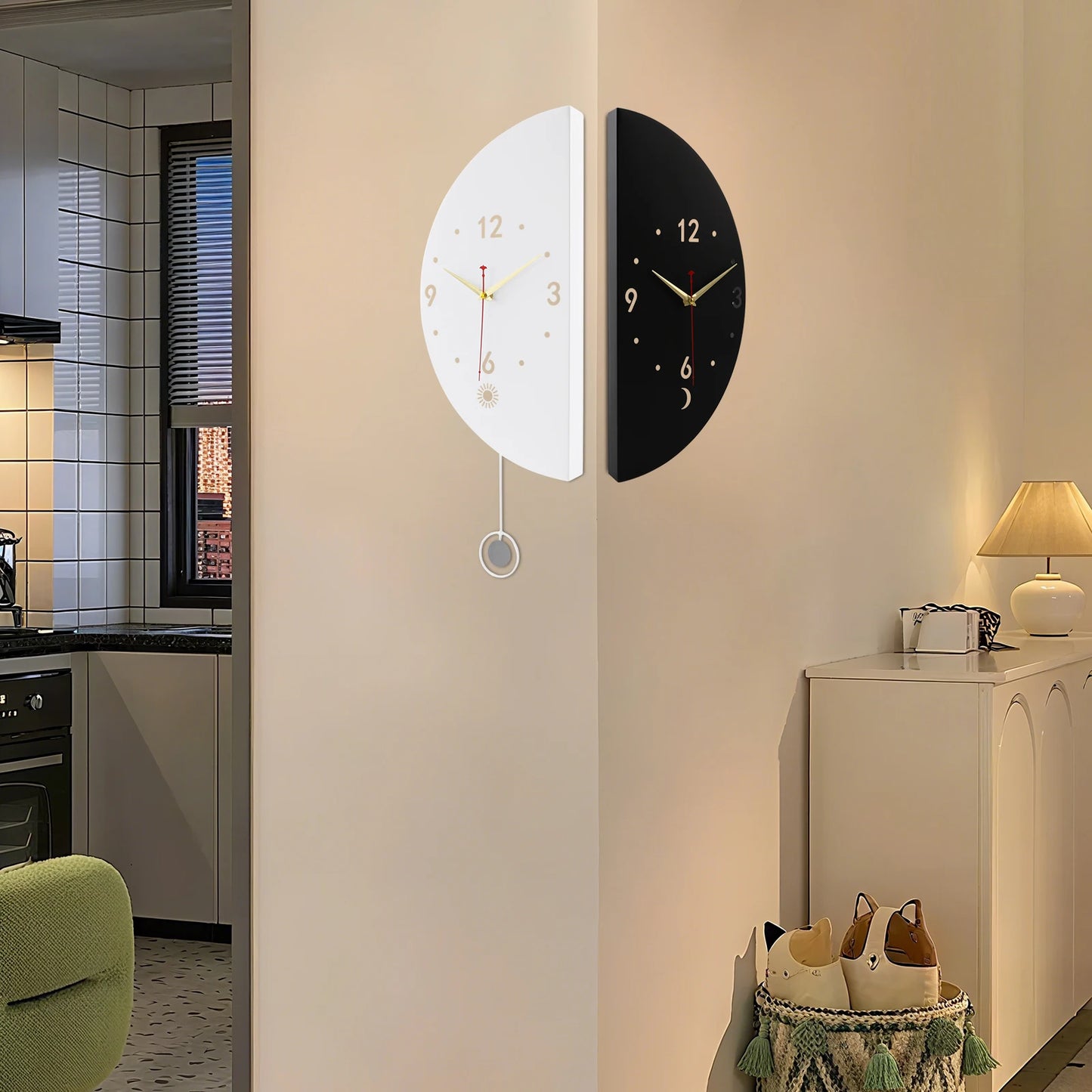 Double Sided Wall Clock 18 Inch Modern Battery Operated Decorative Clock