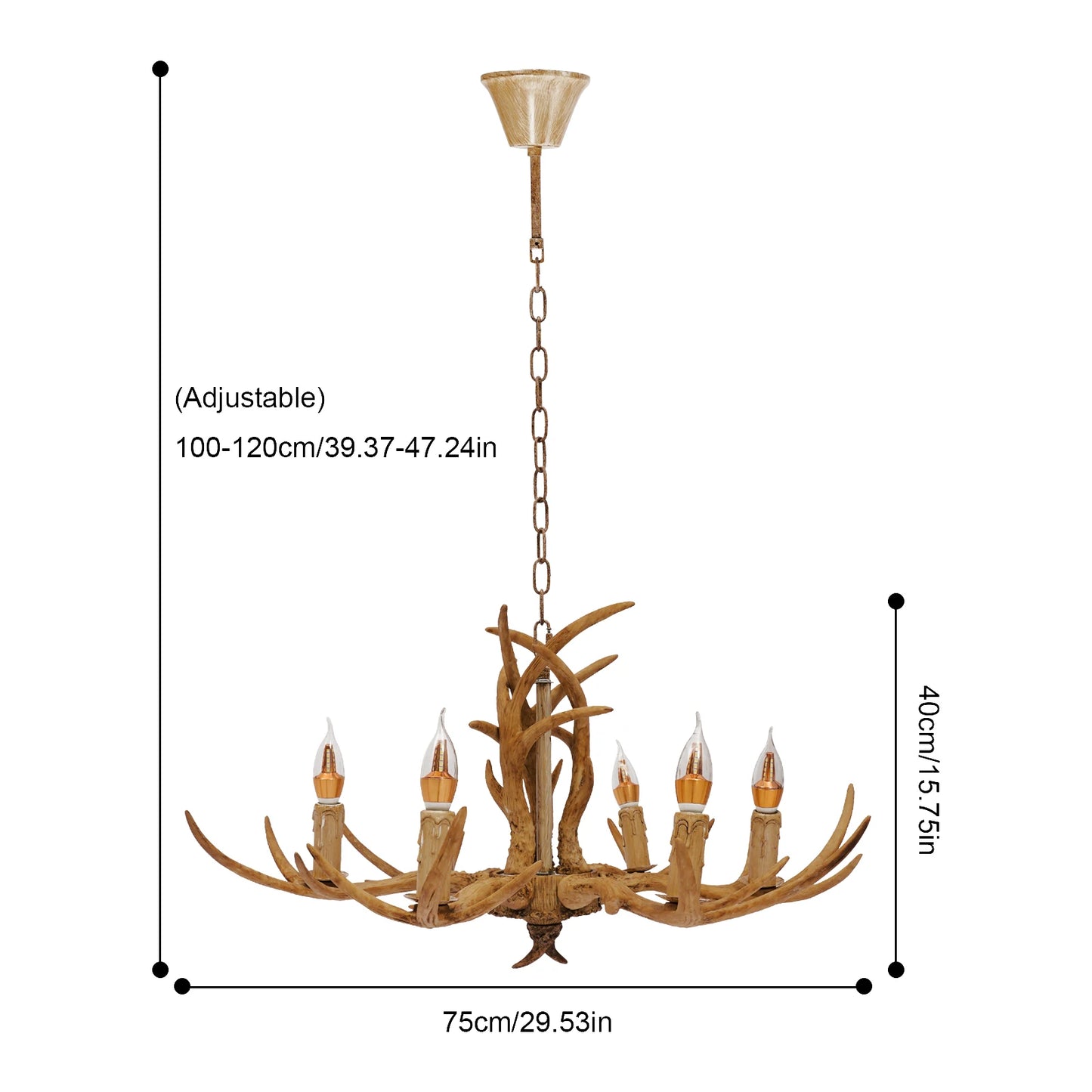Retro Antler Chandelier Pendant Lamp for Restaurant Dining Space