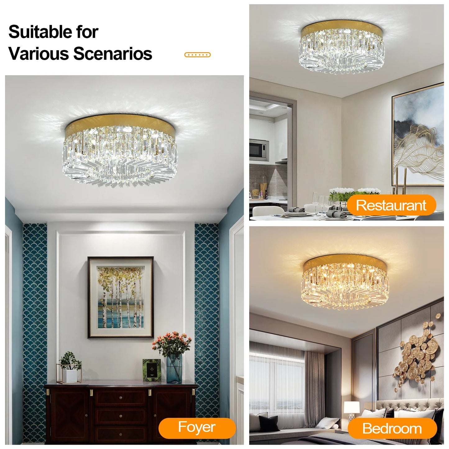 Luxury Crystal Ceiling Lamp Modern Chandelier Nordic Home Decor LED