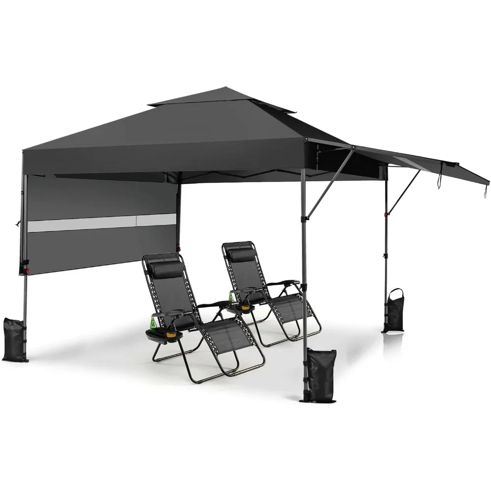 Pop Up Canopy Tent 10x17.6 Ft Adjustable Dual Awnings Portable Outdoor