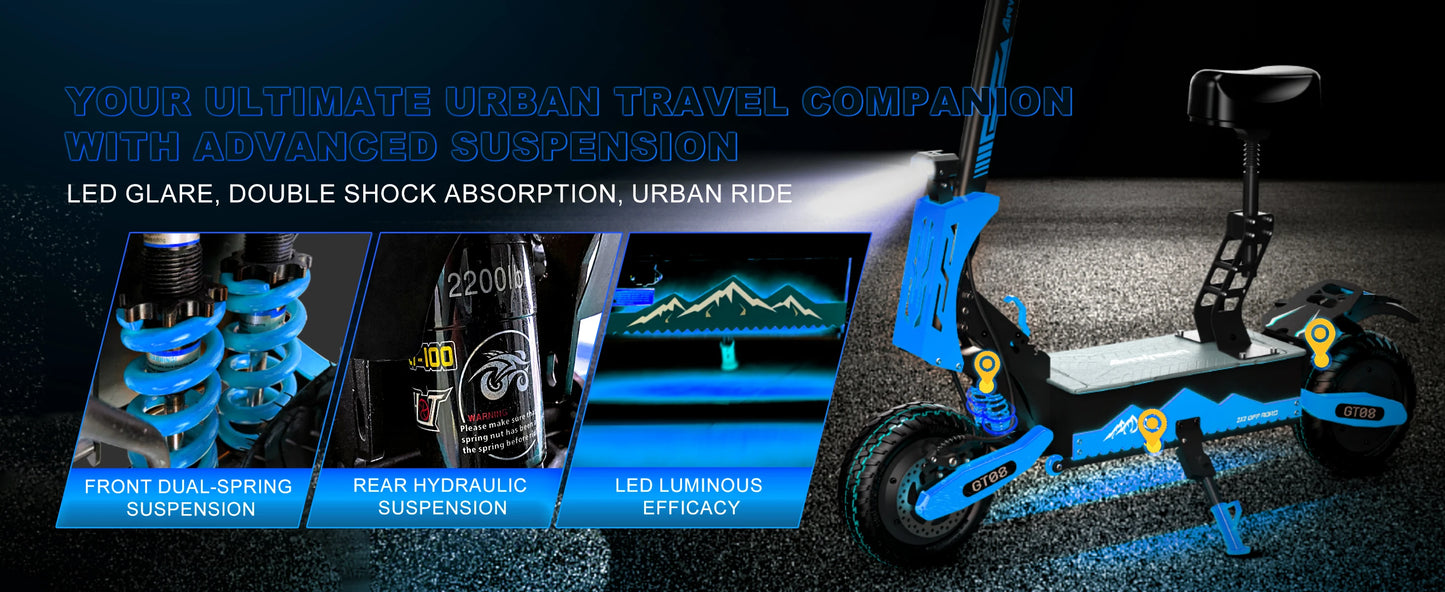 Ljustra GT08 Electric Scooter 5600W Dual Motor 46MPH 46Miles Off-Road