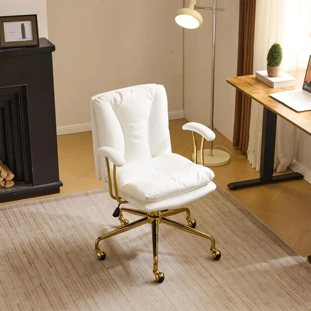 Comfortable Home Office Desk Chair with Wheels and Removable Armrests