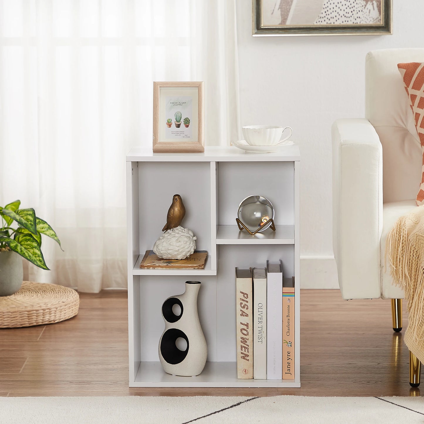 Ljustra Modern 3-Cube Bookshelf Minimalist Storage Organizer