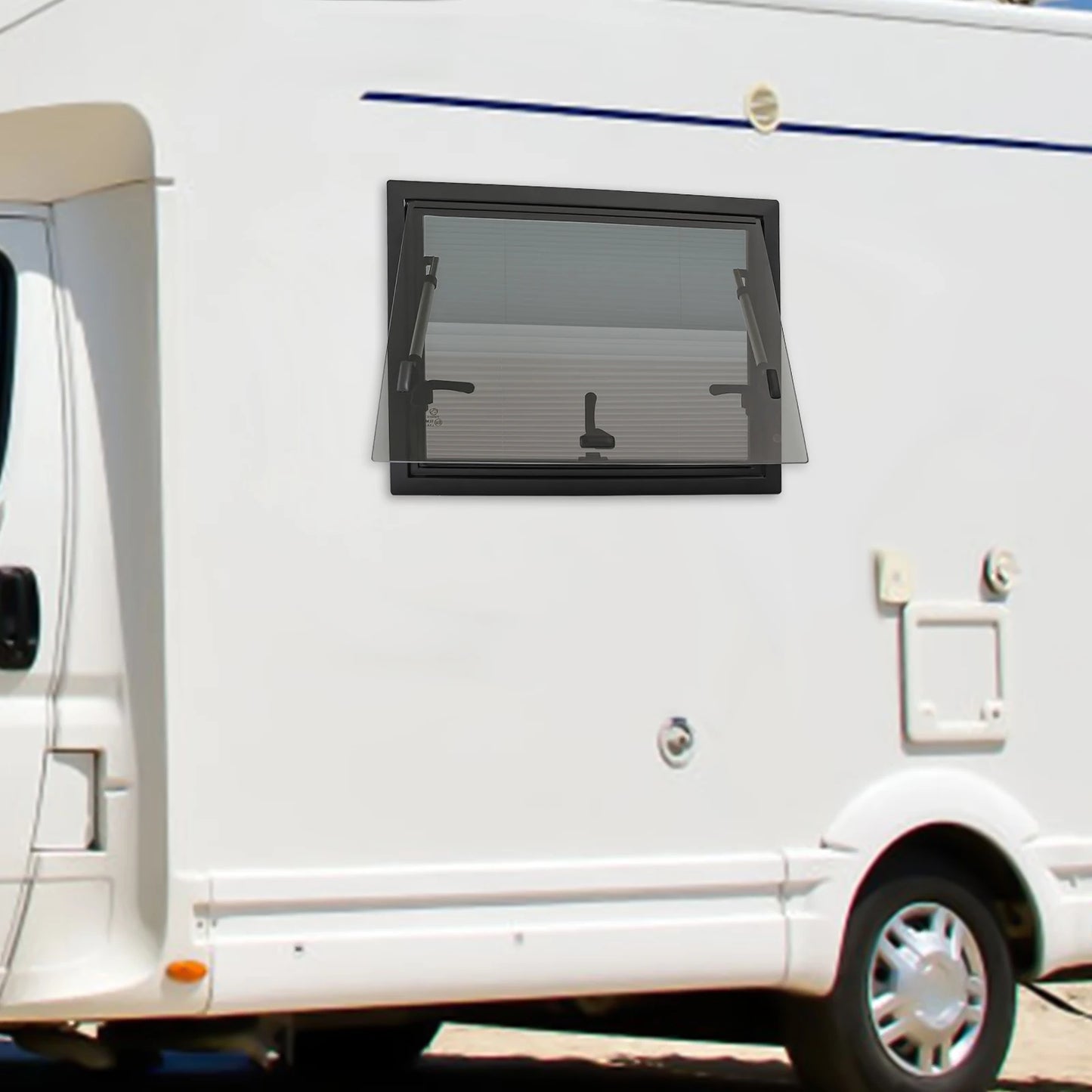 RV Push-Out Window with Screen Tempered Glass Aluminum Frame for Trailers