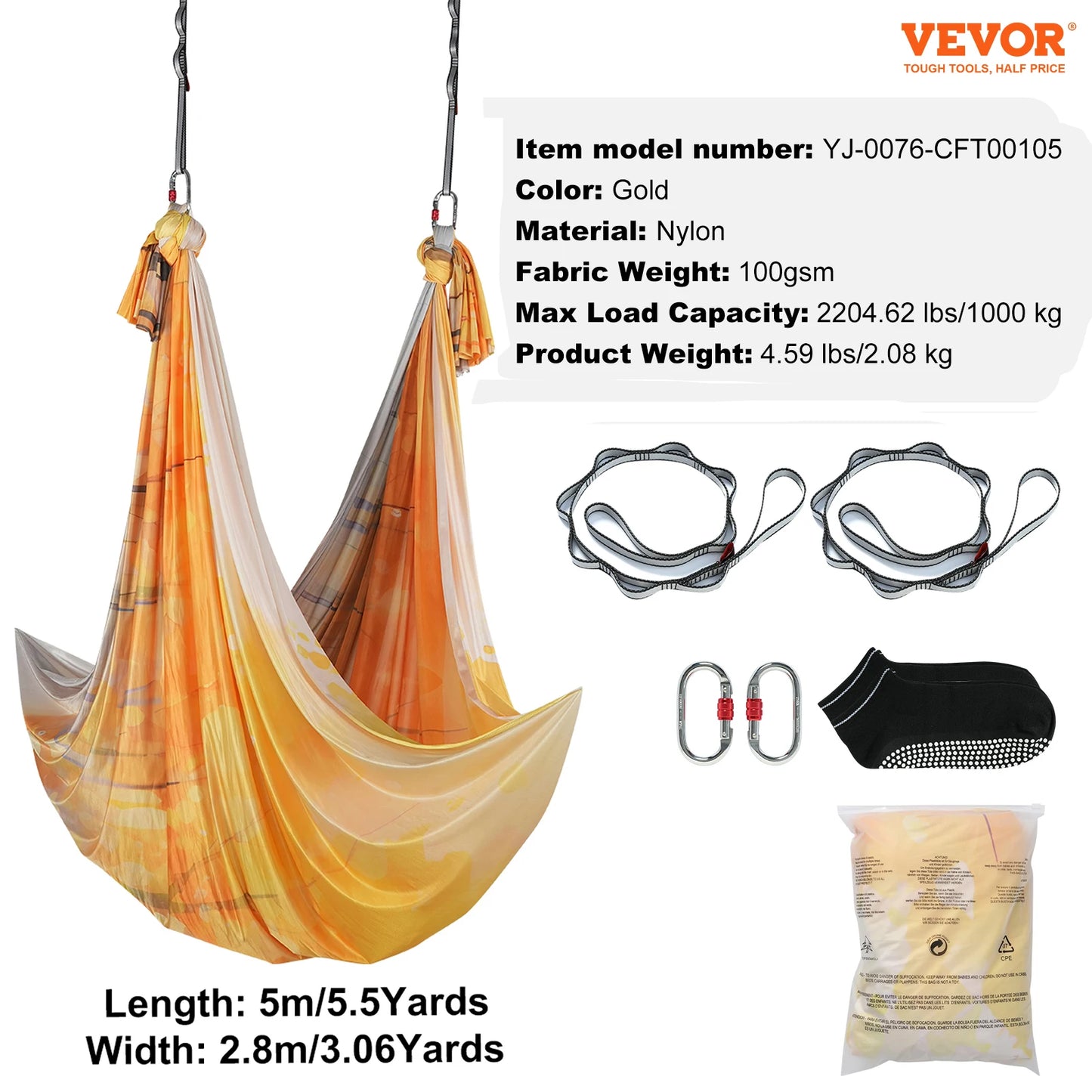 Ljustra Aerial Yoga Hammock Swing 5.5 Yards Full Rigging Hardware Fitness