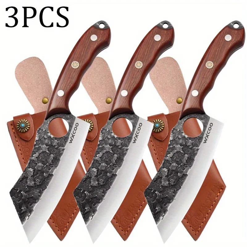Professional Stainless Steel Kitchen Knife Set Butcher Cleaver Paring Knife