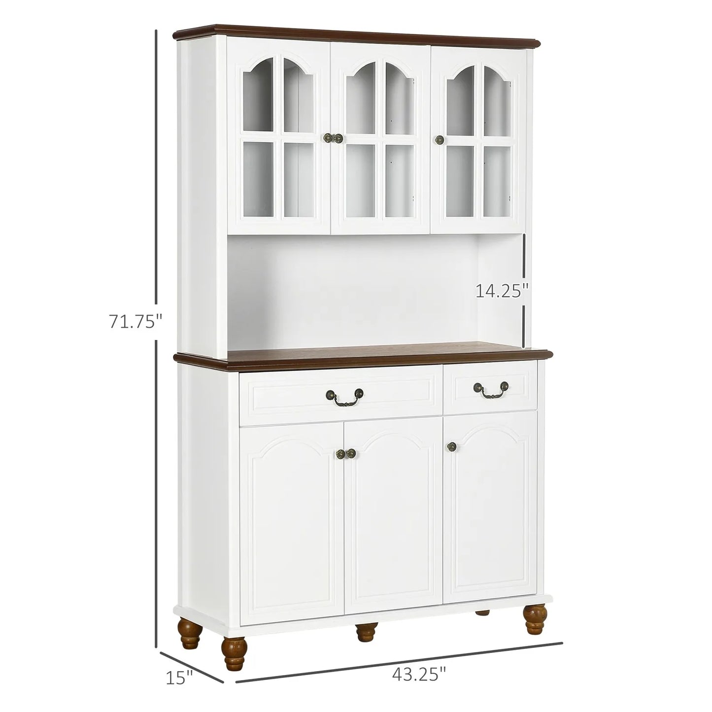Ljustra Kitchen Buffet Hutch 6 Door 2 Drawer Storage Cabinet Modern