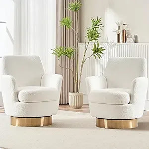 Swivel Barrel Chair Set of 2 Modern Velvet Accent Chairs 360 Degree