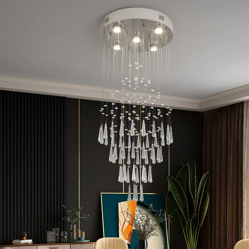 Raindrop LED Crystal Pendant Light Modern Chandelier Ceiling Lamp