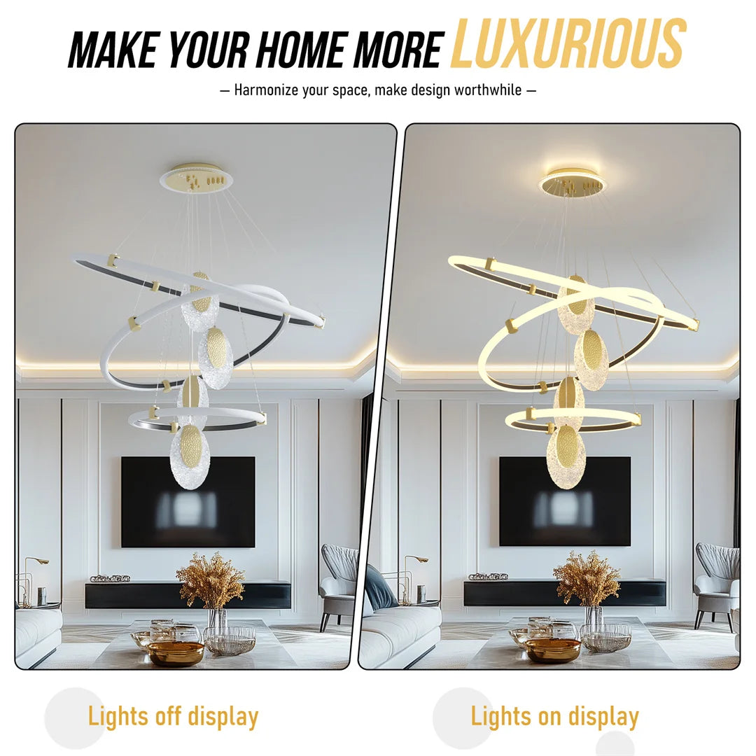 Ljustra Modern LED Ceiling Chandelier Water-Drop Pendant Lamp Fixture