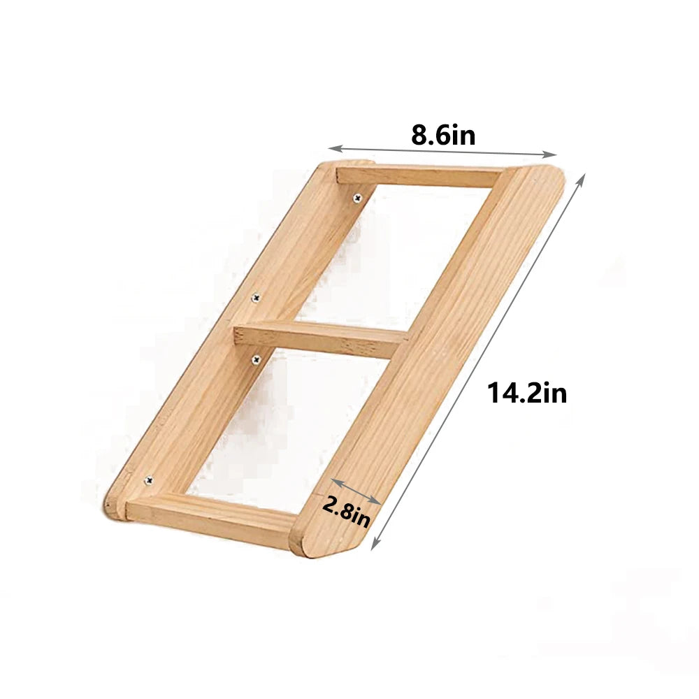 Cat Wall Shelf Moon Shaped Hammock Solid Wood Climbing Steps Indoor Furniture