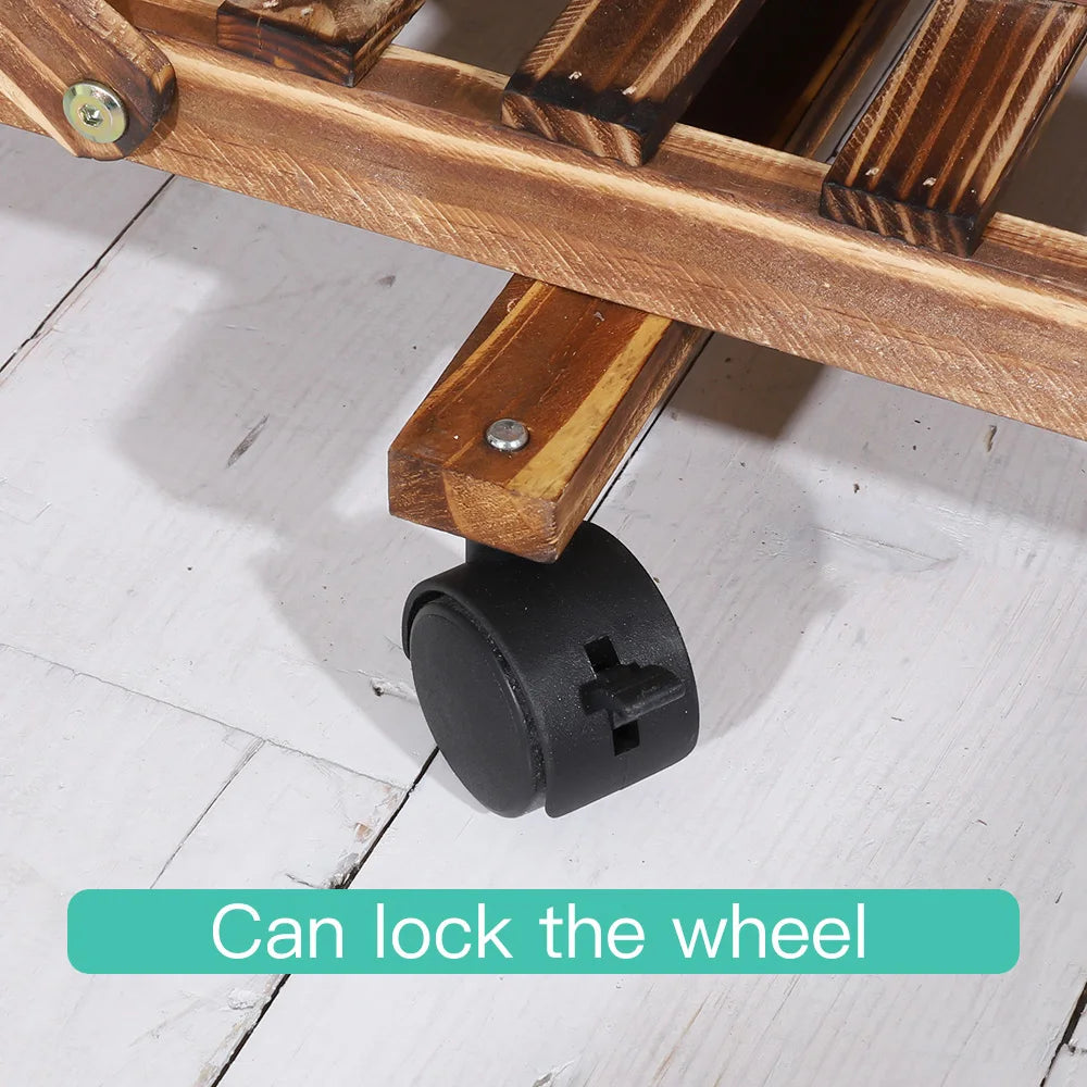 6 Tier Wood Plant Stand Vertical Indoor Outdoor Holder for Patio