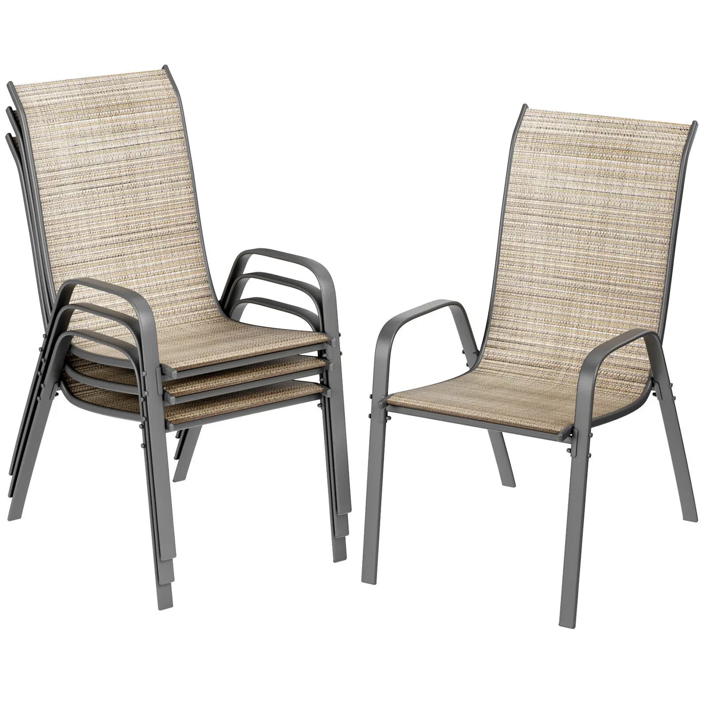 Metal Stackable Outdoor Dining Chairs Set of 4 for Patio Garden
