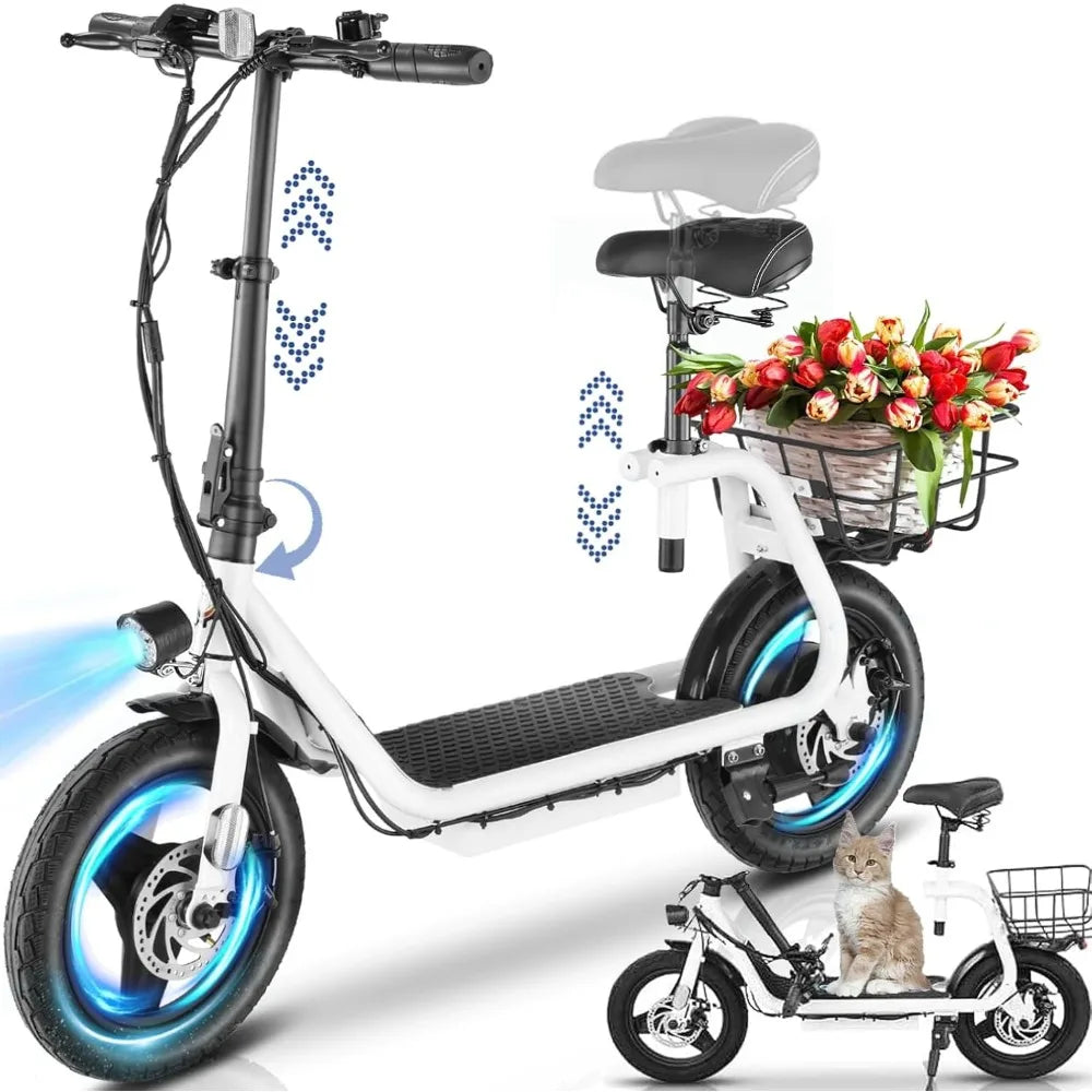 Peak 500W Electric Scooter 20MPH 30Miles Range Adjustable Seat Adults