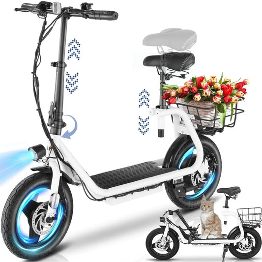 Peak 500W Electric Scooter 20MPH 30Miles Range Adjustable Seat Adults