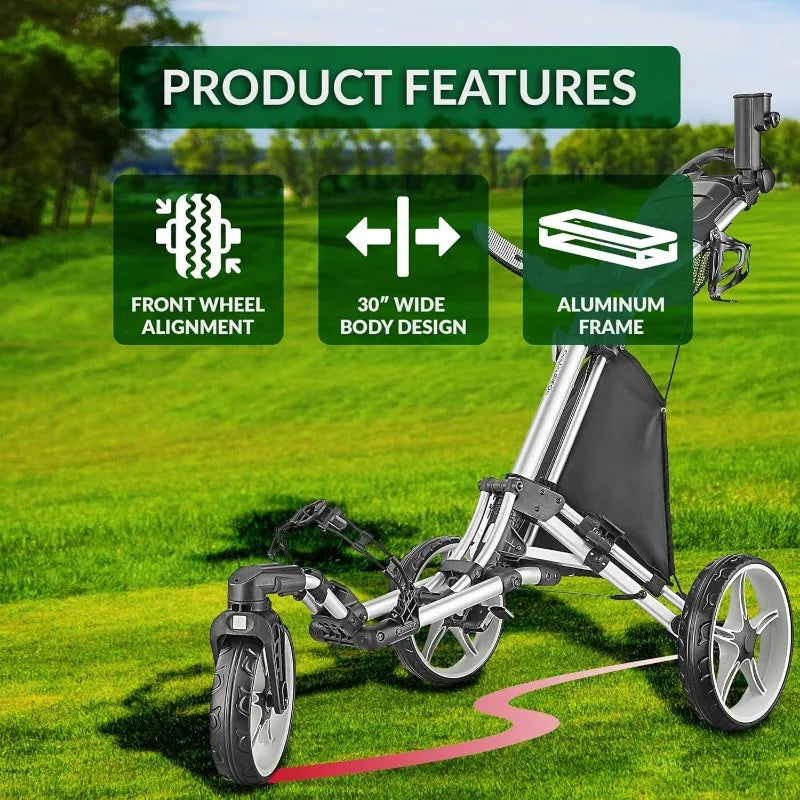 CaddyLite ONE V8 Swivel Golf Push Cart Lightweight 3-Wheel Trolley