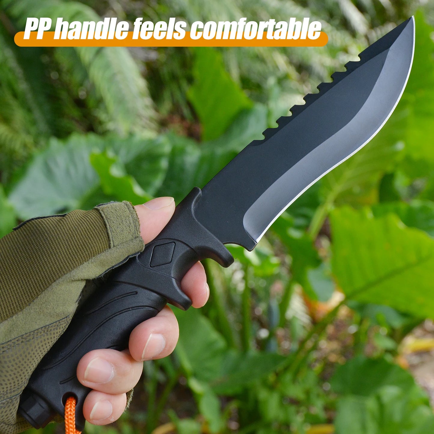 Ljustra PJ065 Damascus Knife Wooden Handle Leather Sheath Outdoor Kitchen