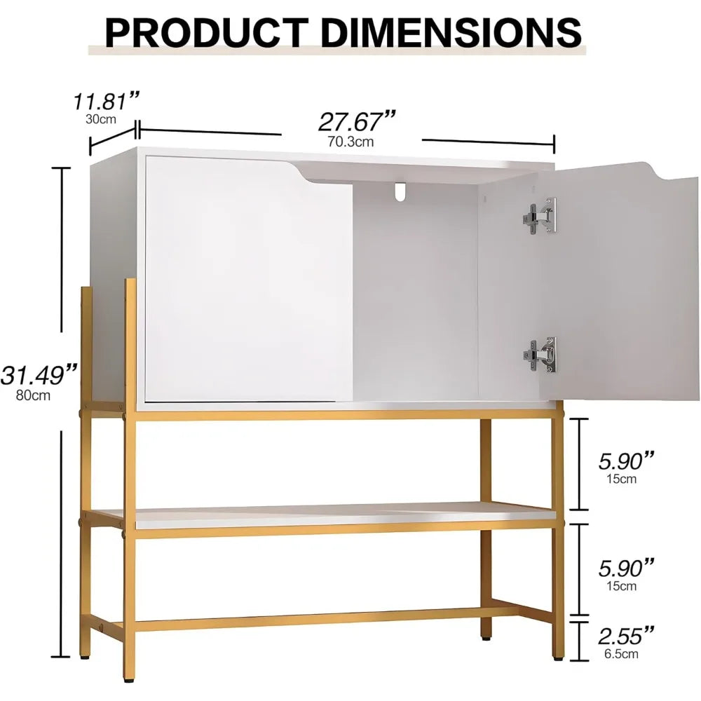 Modern Sideboard Buffet Cabinet with Storage and Open Shelf