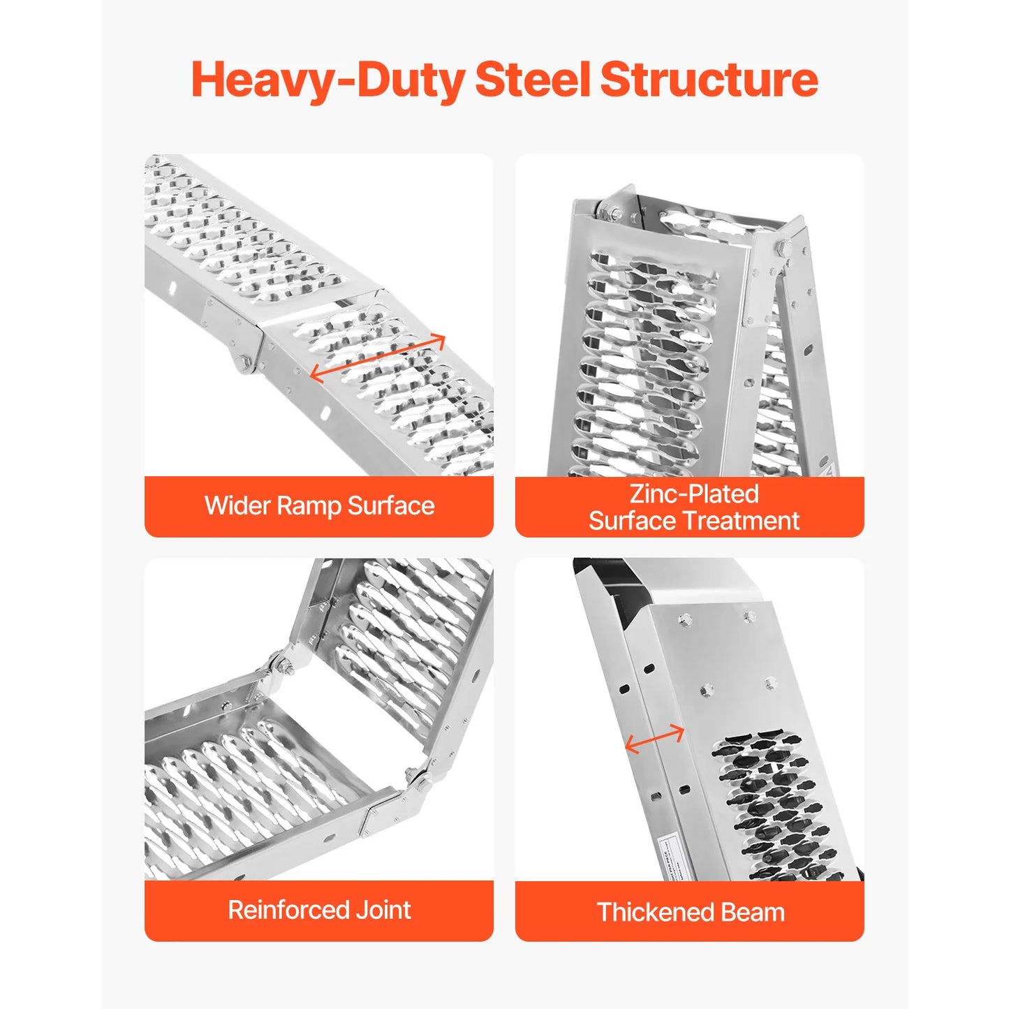 Ljustra 1000lbs Steel Ramps 2Pcs Loading Ramp for ATV UTV Motorcycle