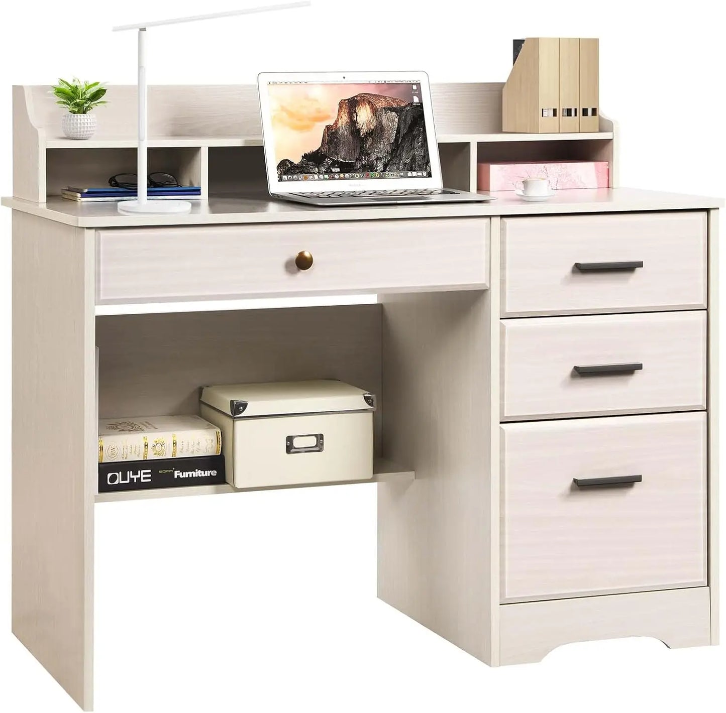 Computer Desk with Storage Drawers and Hutch for Home Office Small Space