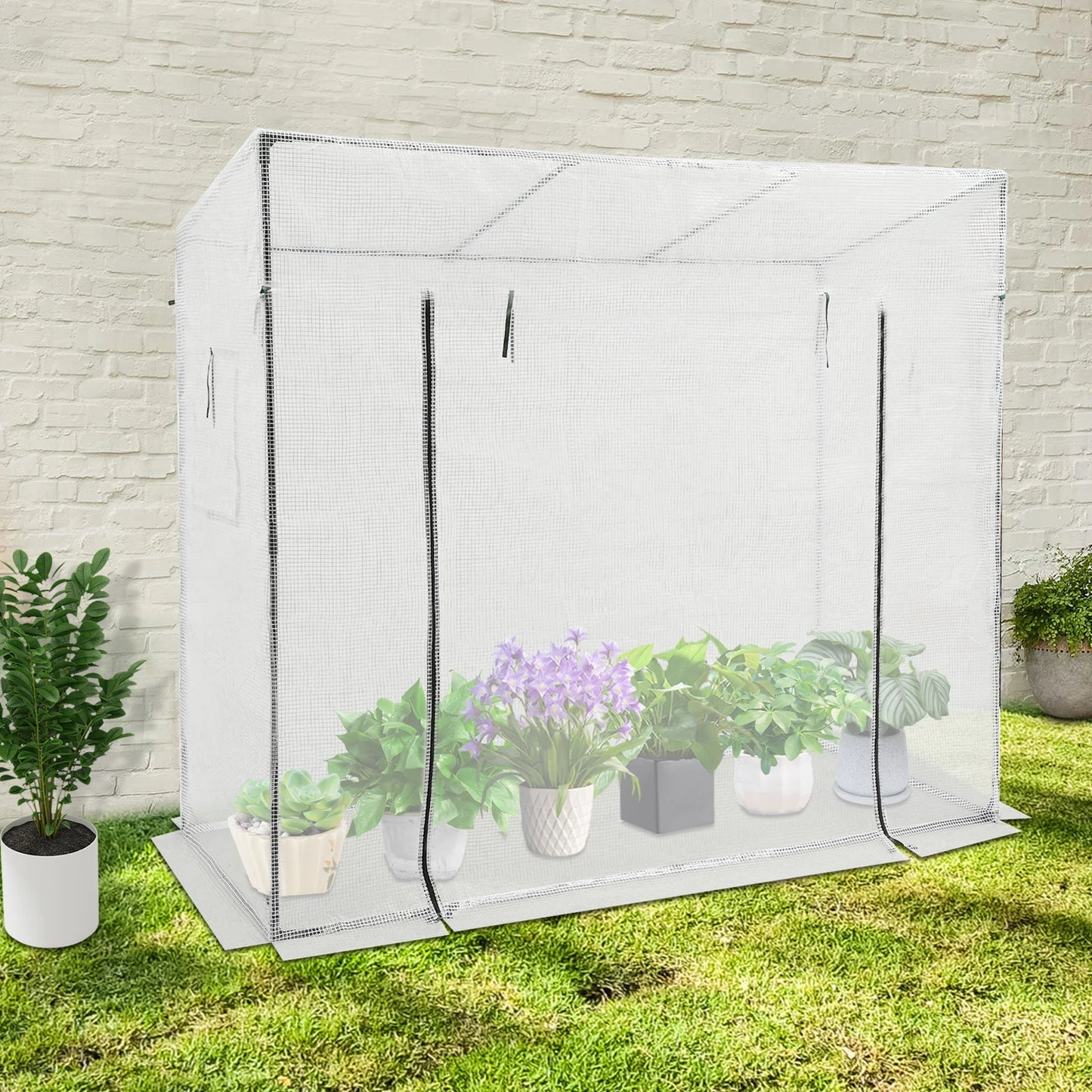 Green House Kit Outdoor Greenhouse Plant Storage PE Cover 200x77x170cm