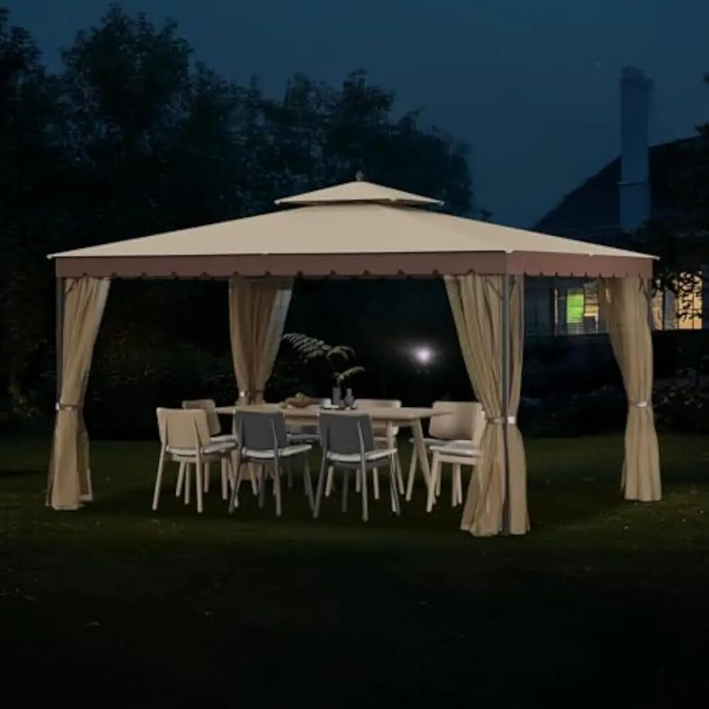 Gazebo with Mosquito Netting Dual Air Roof 10x12 Sturdy Metal Patio