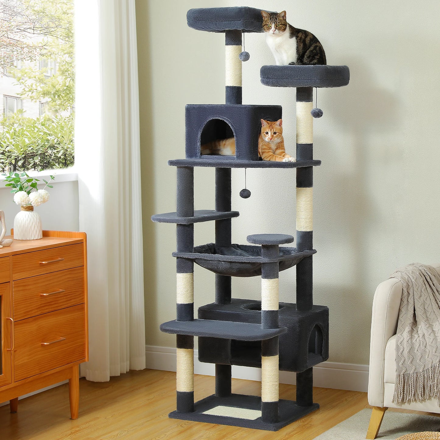 Large Cat Tree Tower Indoor Cats Scratching Posts Hammock Condo Toys