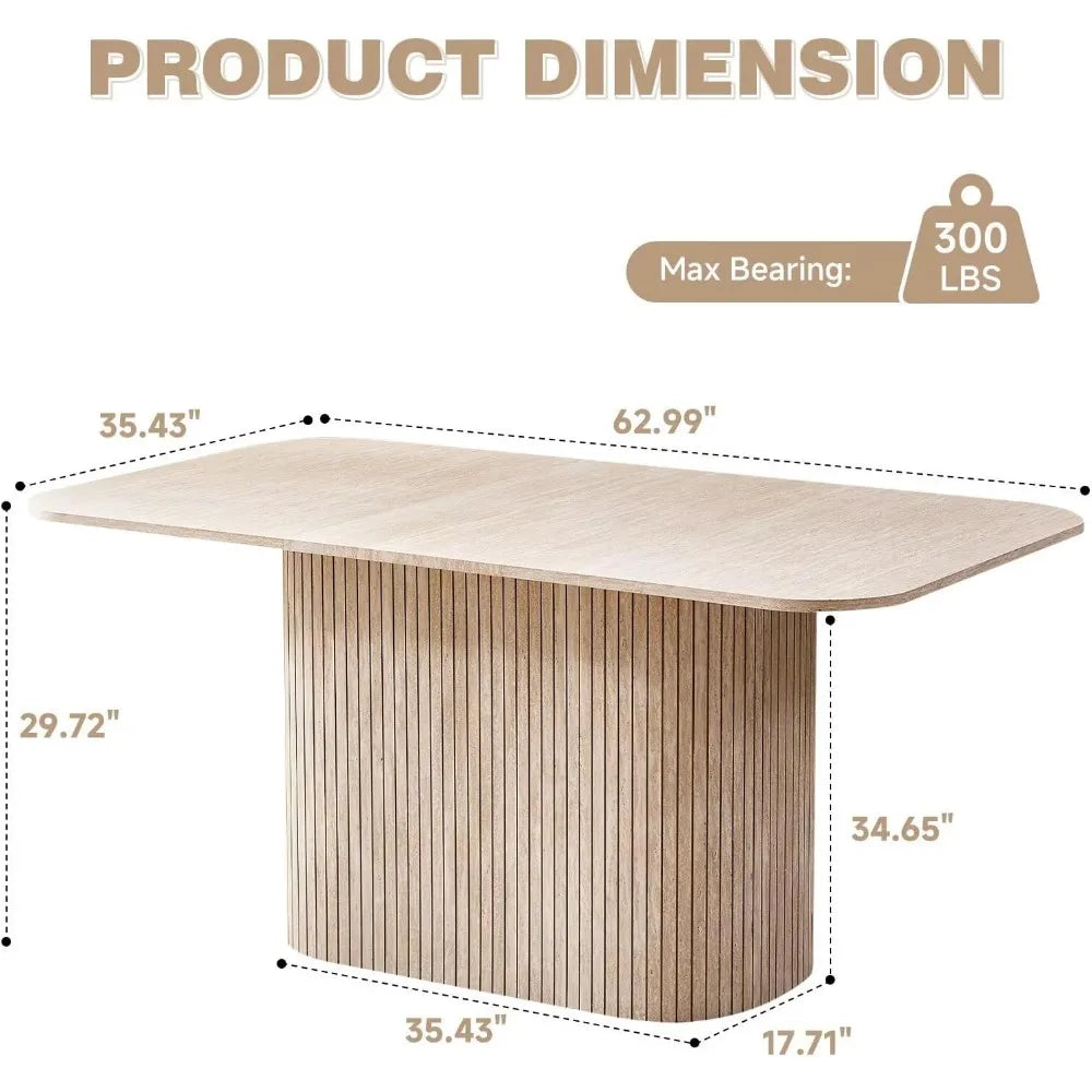Ljustra 63 Inch Large Dining Table for 4-6 Modern Farmhouse Style