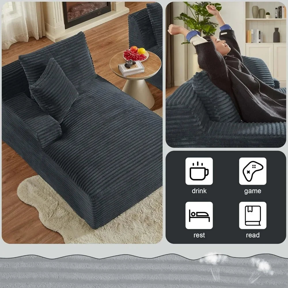 Ljustra 78 Oversized Double Chaise Lounge Couch Indoor Sectional Sofa