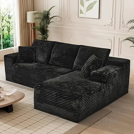 Ljustra 107" Modular Cloud Sectional Sofa Deep Seat Corduroy L-Shaped Couch