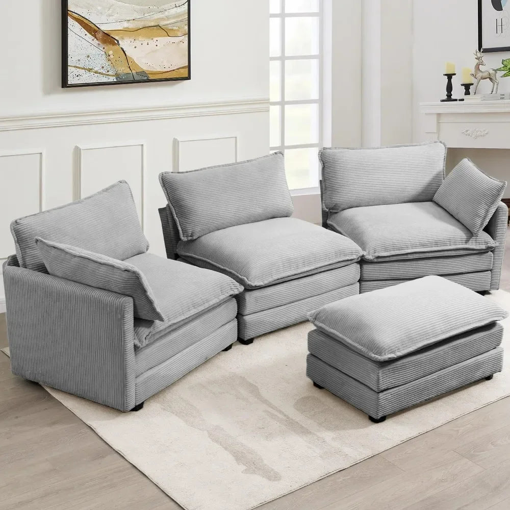 Ljustra Oversized Modular Sectional Sofa with Movable Ottoman 112 Inch