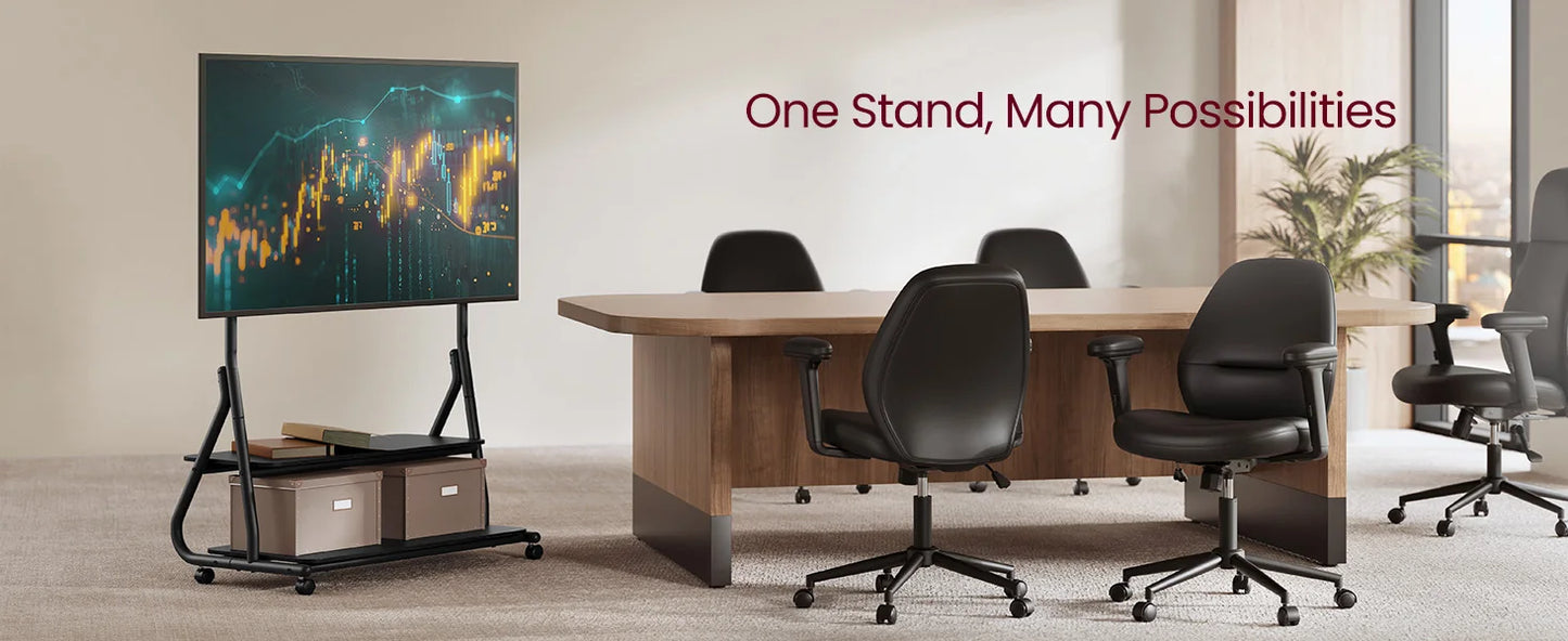 VASAGLE Mobile TV Stand with Wheels for LCD LED OLED TVs up to 75 Inch