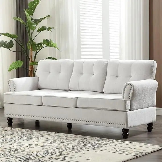 Ljustra 3 Seat Loveseat Sofa Rivet Design Mid-Century Modern