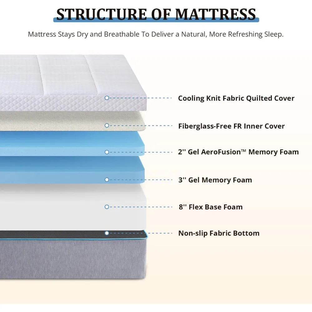Ljustra King Mattress 14 Inch Cooling Memory Foam Bed in a Box