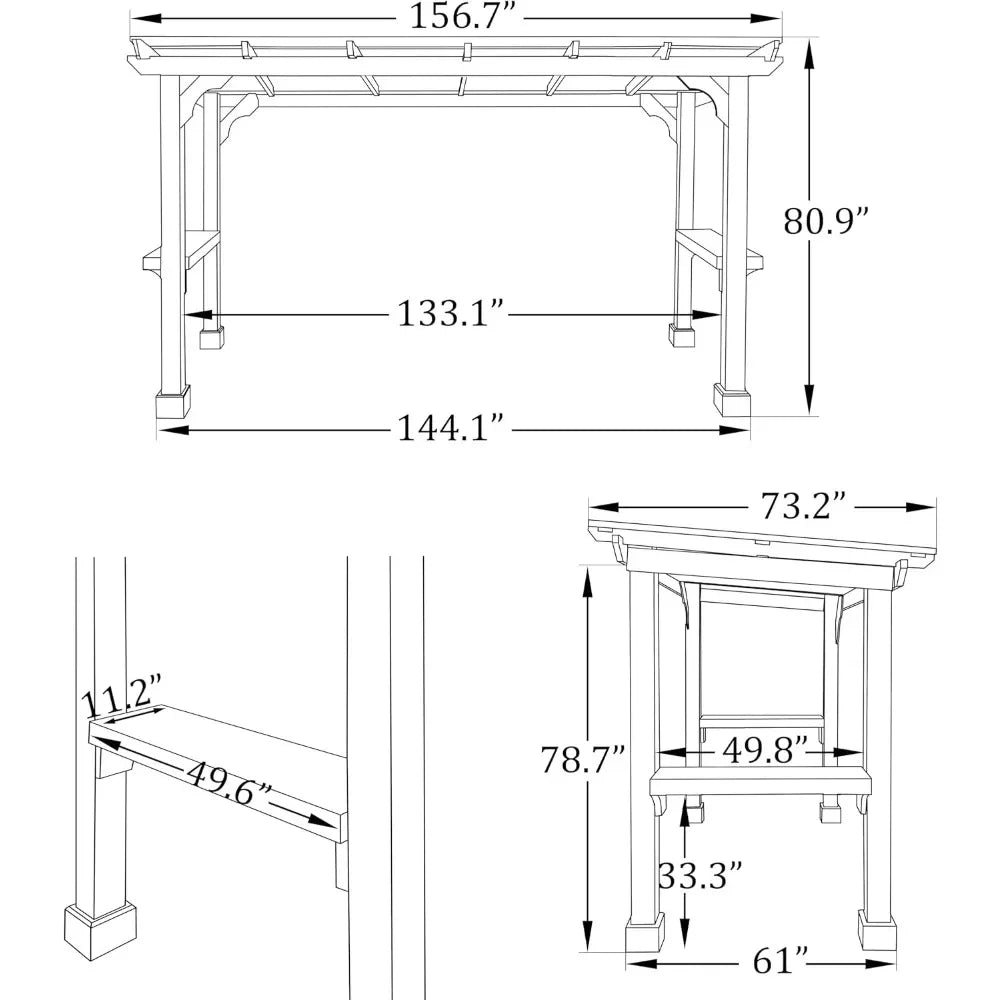 Ljustra Grill Gazebo BBQ Shelter with Steel Roof Cedar Frame for Patio