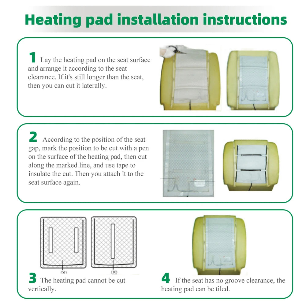 Universal 12V Car Seat Heater Carbon Fiber Heat Pads Dual Control System