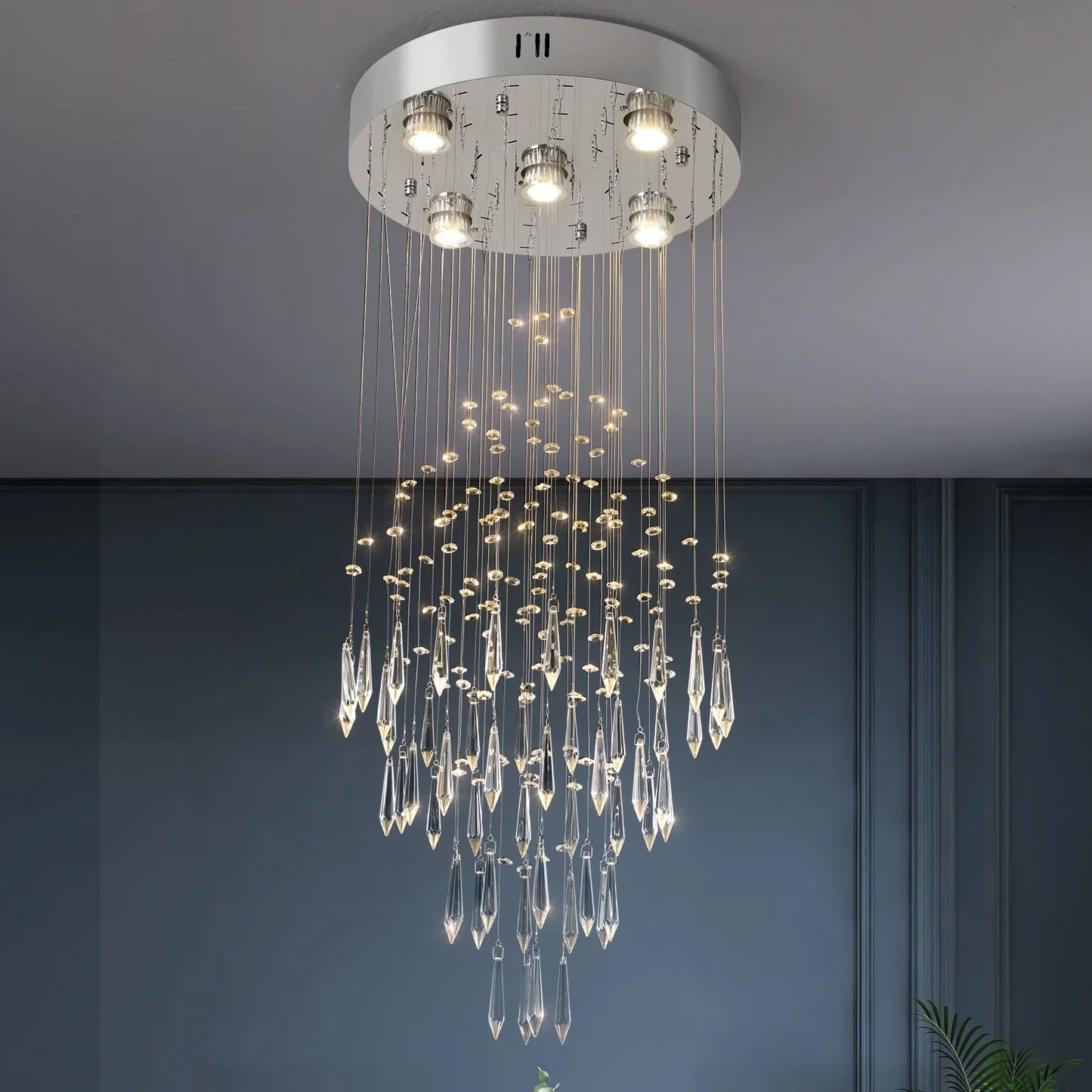 Raindrop LED Crystal Pendant Light Modern Chandelier Ceiling Lamp