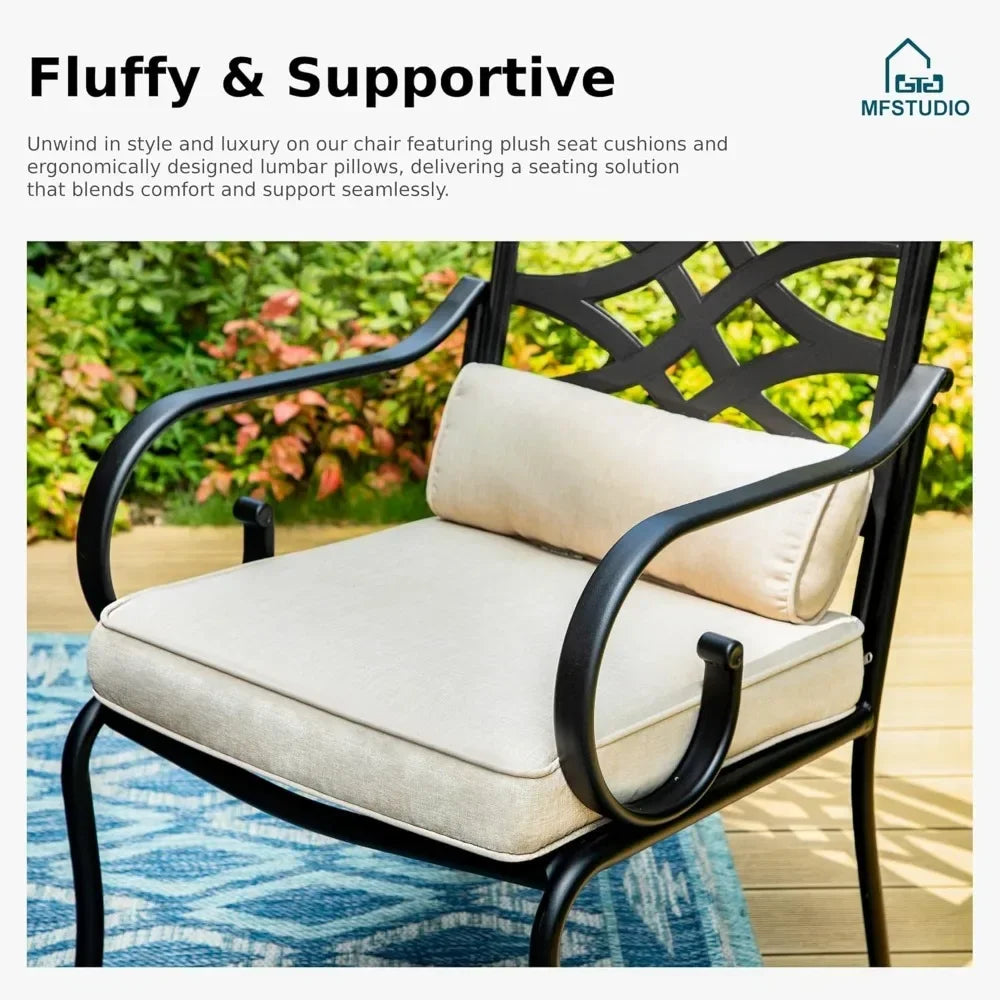 5 Piece Patio Dining Set Swivel Chairs Square Table Outdoor Furniture