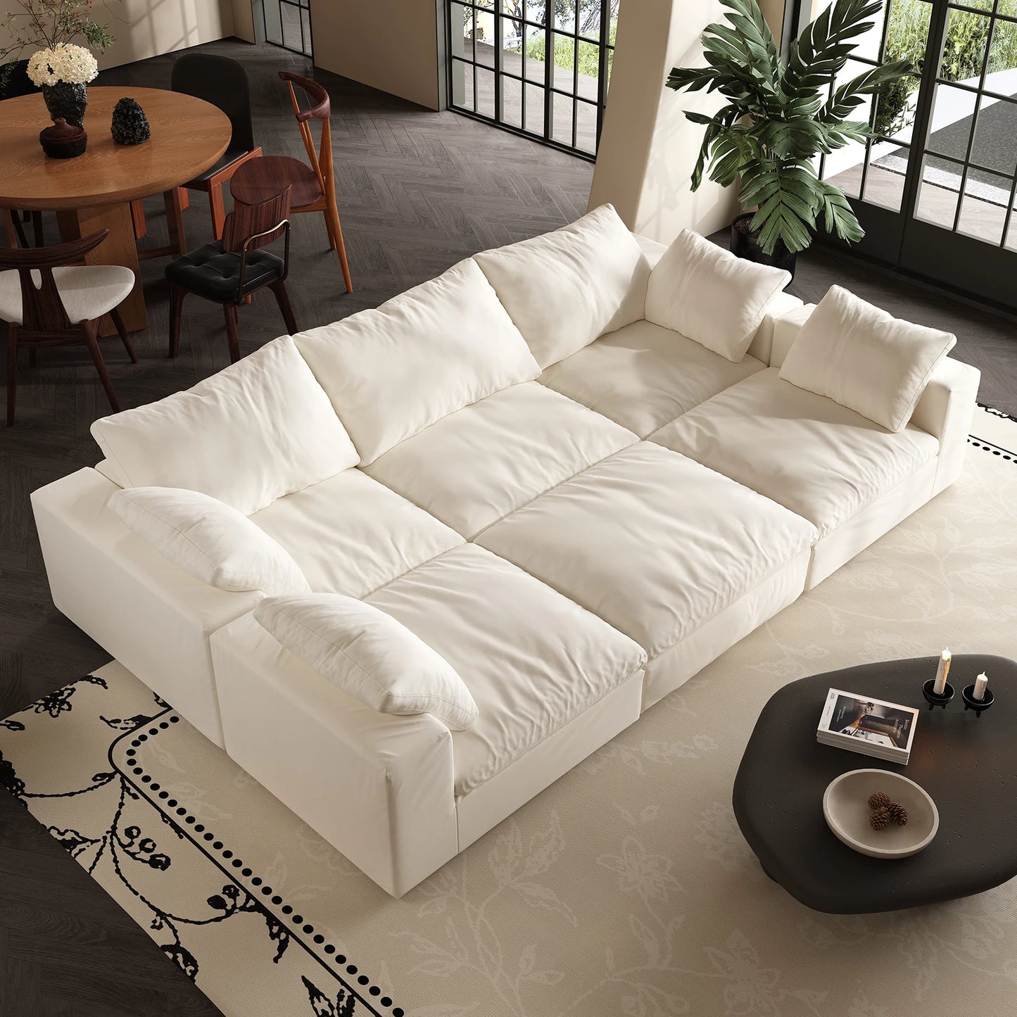 U-Shaped Cloud Couch Down-Filled Modern Modular Sectional Sofa Living Room