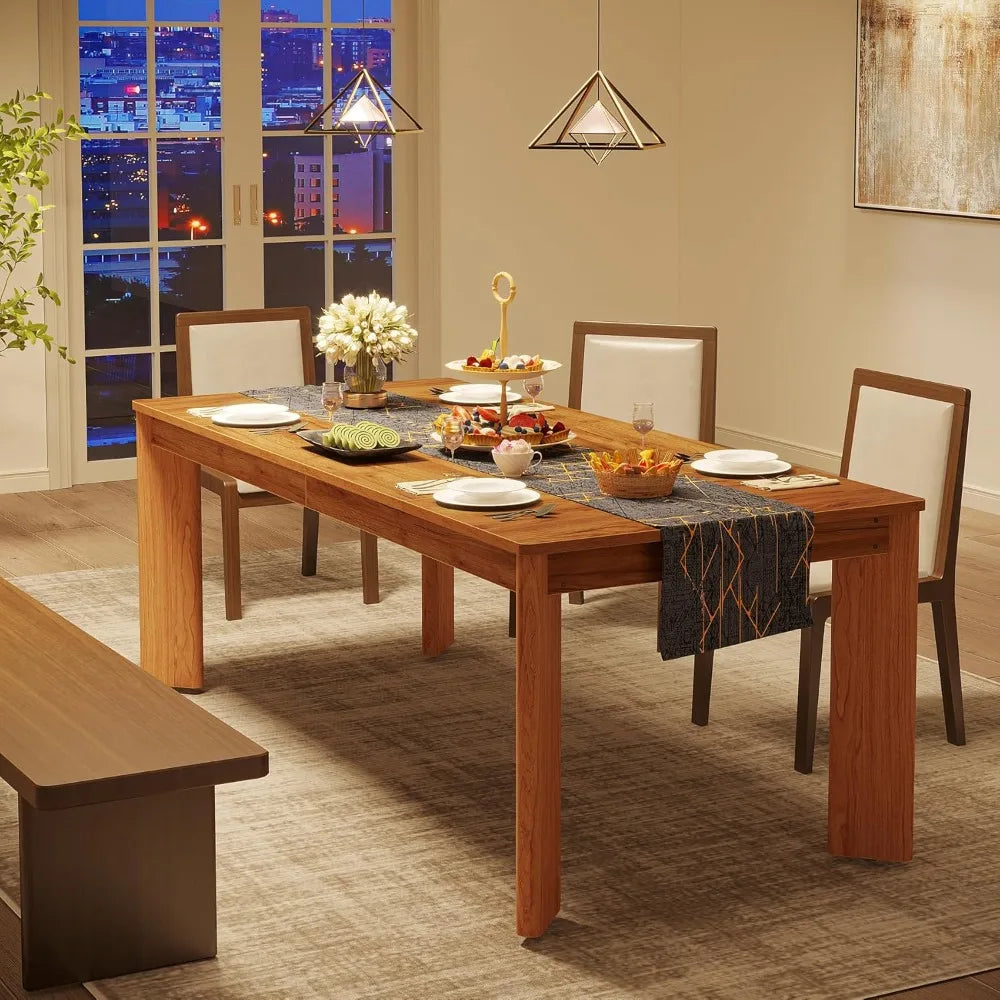 Modern Dining Table for 4-6 People Rectangular Kitchen Table