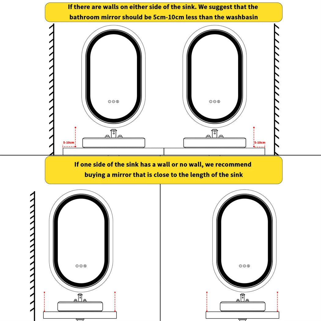 Ljustra Luxury Oval LED Bathroom Mirror with Demister and Memory Function