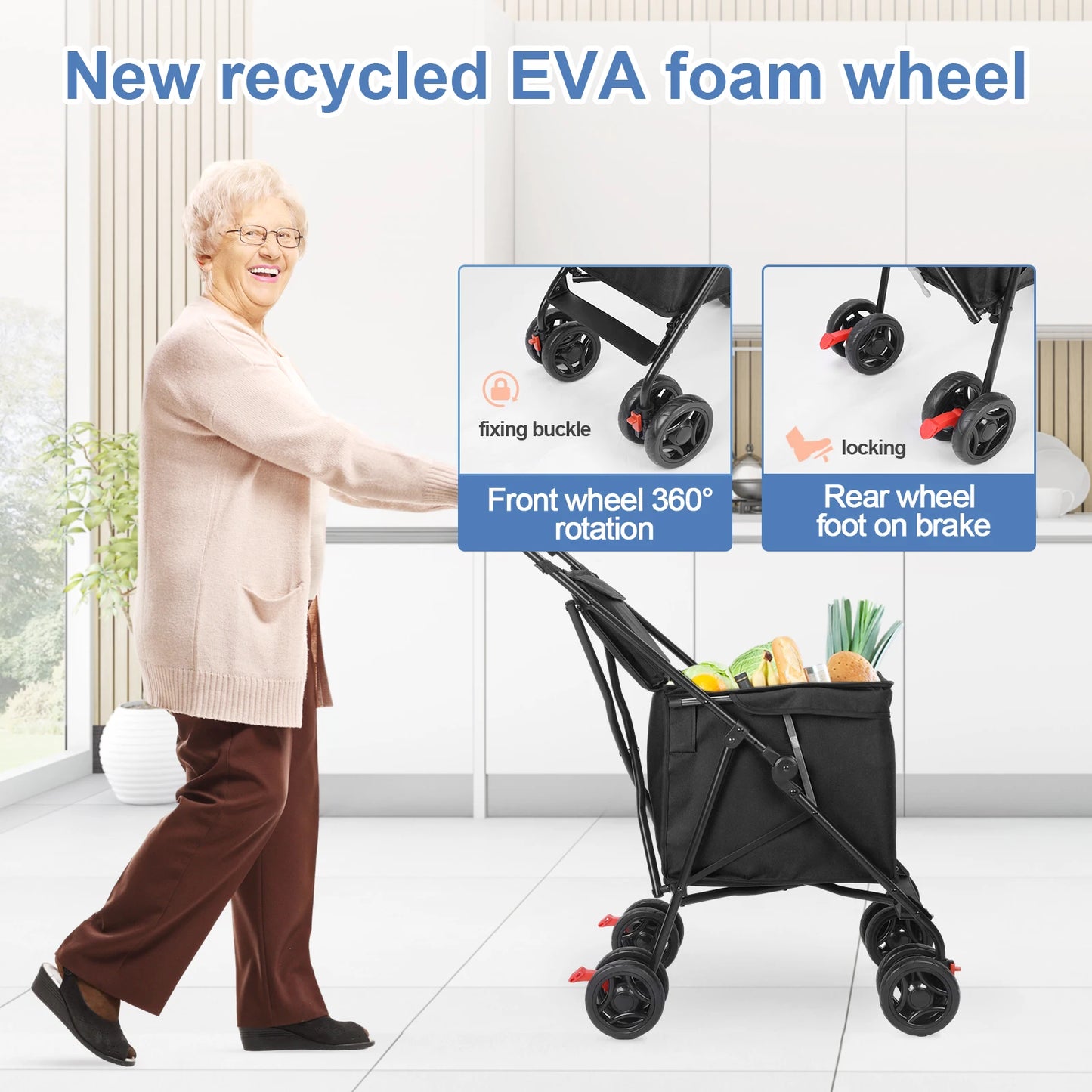 Multifunctional Folding Cart Pet Stroller Lightweight Market Trolley