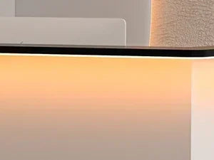 Reception Desk with LED Lights Modern Checkout Counter with Storage Lockers