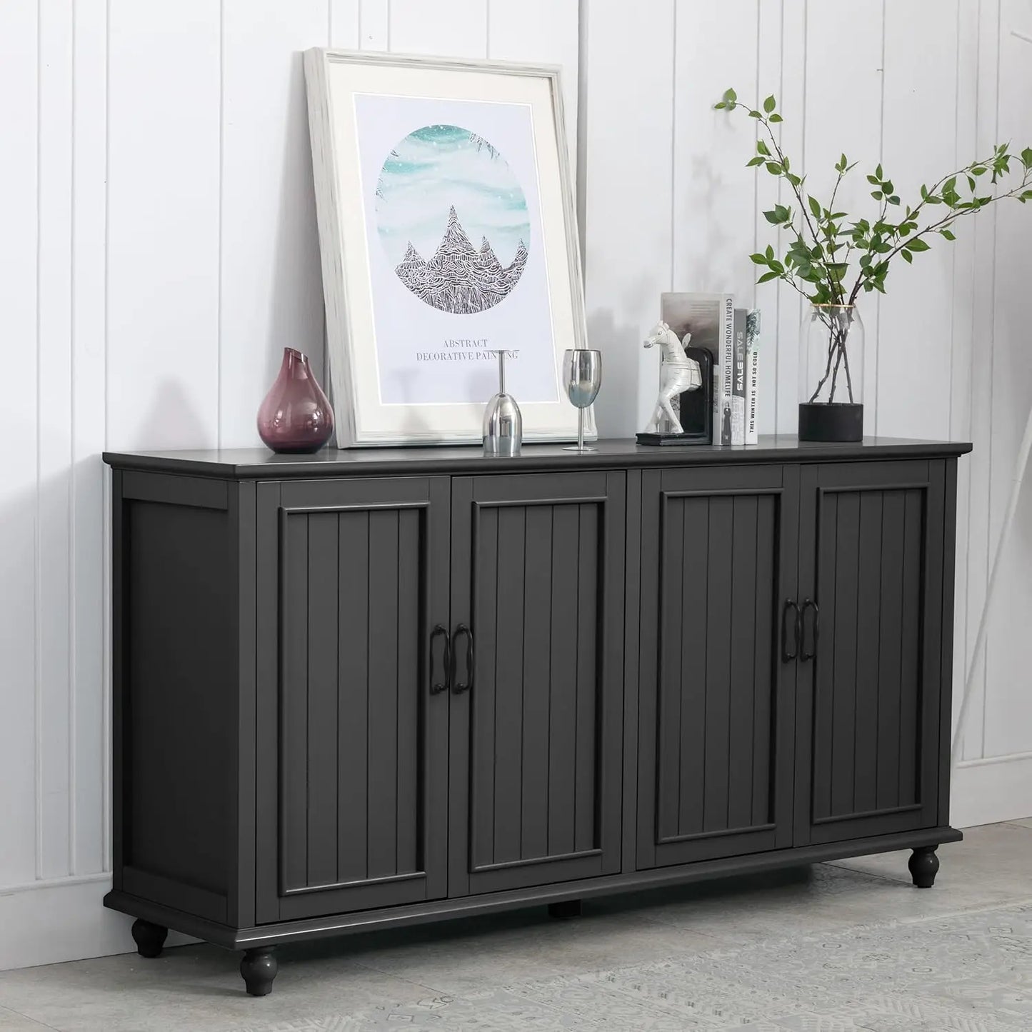 Buffet Cabinet Bar Cabinet Storage 62 Inch Sideboard for Kitchen Dining Room