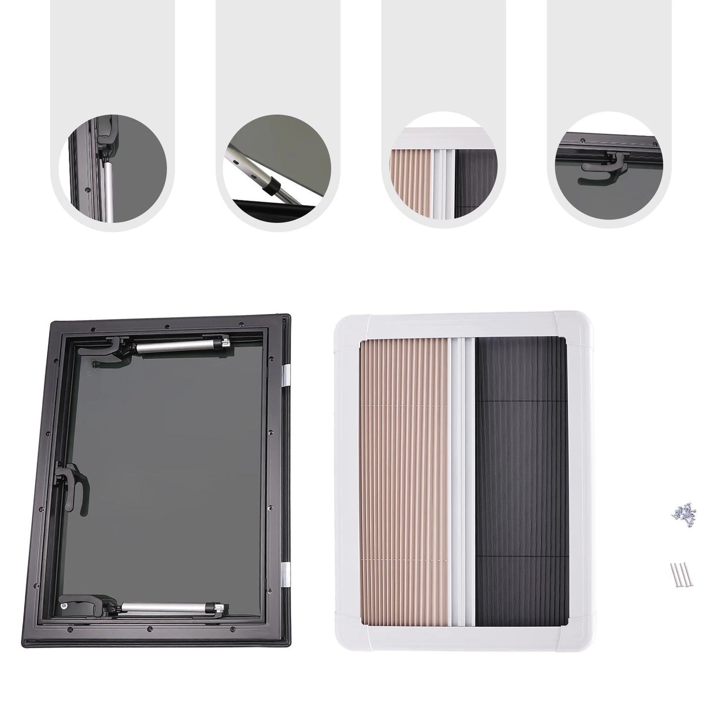RV Push-out Window Aluminum Alloy Tempered Glass 65 Degree Lockable Handle