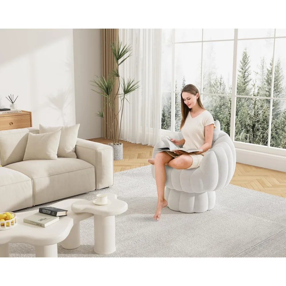 Mid Century Modern 360 Degree Swivel Accent Chair Set of 2 Velvet Armchair