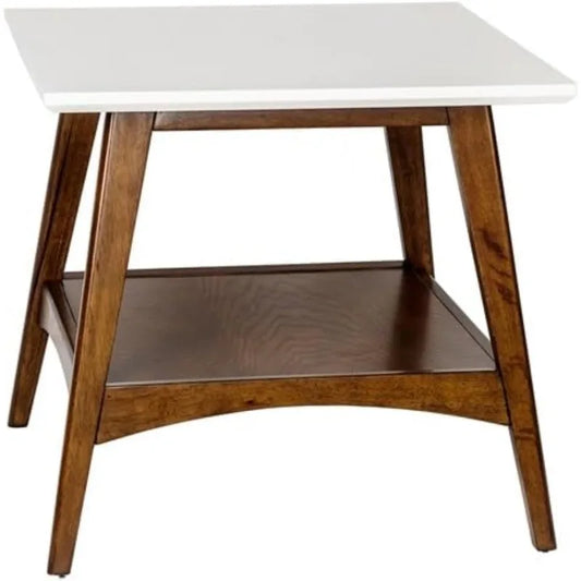 Madison Park Parker End Tables Solid Wood Two-Tone Finish Storage Shelf